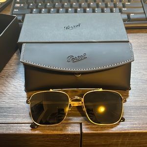 Persol “for all mankind” gold/havana polar green sunglasses